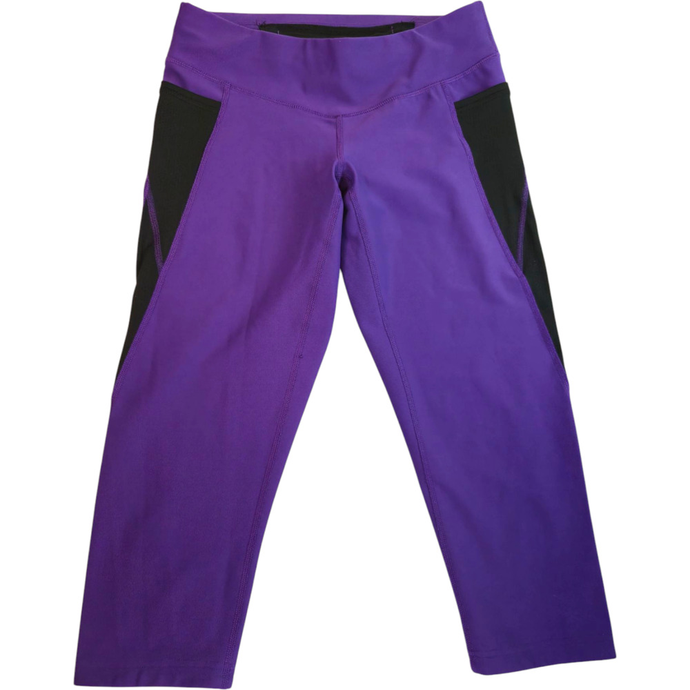 LUCY TECH Leggings Women Size S Black And Purple Athletic Gym Yoga Pants Cropped